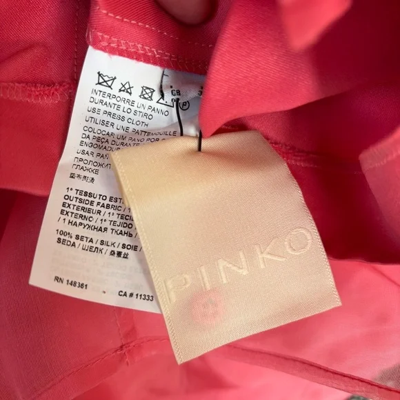 PINKO NWT 100% Silk Pink Strapless Mini Dress with Bow and Tulle. - Picture 12 of 16